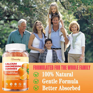 Calcium Magnesium Zinc Gummies With Vitamin D3 & K2 - High Absorption Magnesium Glycinate 400Mg - Sugar Calcium Supplement - Support Nerve Muscle Mood & Immunity - For Adults Men Women Kids