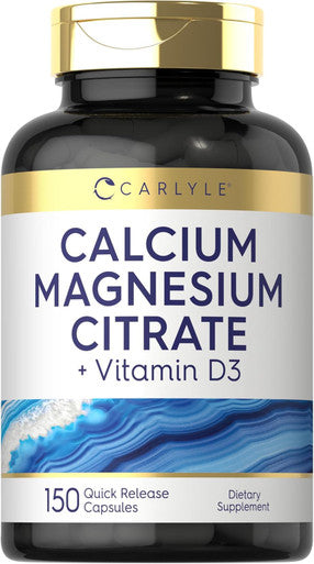 Carlyle Calcium Magnesium Citrate with Vitamin D3 | 150 Capsules | Non-GMO & Gluten Supplement