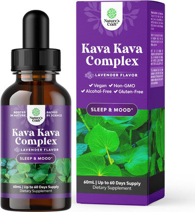 Natures Craft Potent Liquid Kava Kava Drops - Calming High Concentration Kava Extract with Chamomile and Lavender - Tasty Adaptogen Drops Mood Support Supplement with Kava Root - Vegan Non GMO and Alcohol