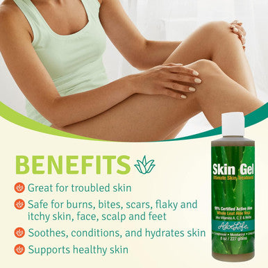 Aloe Life Skin Gel & Herbs Ultimate Skin Treatment, 99% Certified Organic Whole Leaf Aloe Vera, Vitamins C, A, & E, Head-to-Toe Skin Care Support for the Whole Family, Fragrance-Free (8 oz)