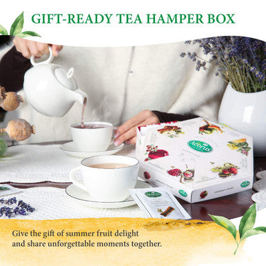 Acorus Summer Taste Tea Set | Perfect for Making Iced Tea | Natural Assorted Tea Hamper Box Set | Large Selection Box 60 Tea Bags | Tea Sets | 6 Fruit and Berry Tea Flavour Sampler