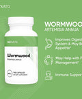 Nui Nutra Wormwood Supplement | 450mg | 100 Capsules | Immune & Digestive System Support | Powerful Antioxidant & Cleansing Properties | Gut & Liver Support
