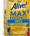 Nature'S Way Alive! Men S Max3 Potency Multivitamin, Supports Whole Body Wellness*, Supports Cellular Energy*, B-Vitamins, Gluten-Free, 90 Tablets