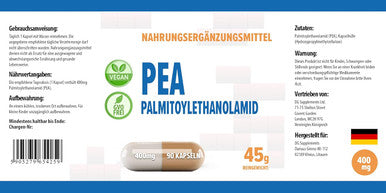 Hepatica Palmitoylethanolamide Pea 400Mg 90 Vegan Capsules, Certificate Of Analysis By Agrolab Germany, High Strength Supplement, Gluten And Gmo ,90 Count (Pack Of 1)