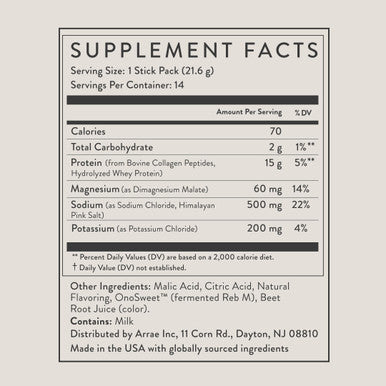 Arrae Clear Protein Natural Protein Supplement Smooth Texture Easy to Mix 14 Servings Clean Formula with Electrolytes