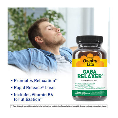 Country Life Gaba Relaxer 90 Tablets Certified Gluten Free Certified Vegan