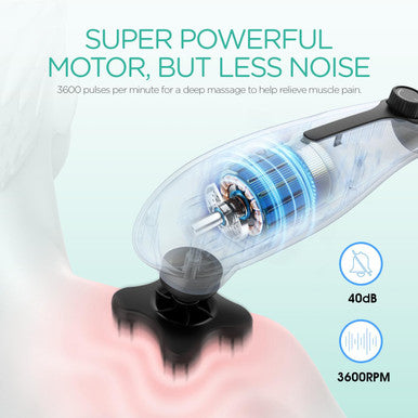 Back Massager Handheld For Muscles Relaxation, Percussion Massager For Pain Relief Deep Tissue,Variable Intensity With 5 Multi-Functional Heads For Neck, Shoulder, Legs Mh560, Black