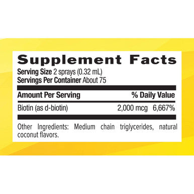 Country Life Biotin Spray 2Mg/2 000Mcg - Tropical Coconut Flavor - May Help Support Healthy Hair Skin And Nails - B Vitamins - Keratin - Easy Absorption