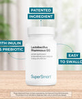 Supersmart Lactobacillus Rhamnosus GG 100 mg Per Day 10 Billion CFU Probiotic Strain Supplement Support Healthy Intestinal Vaginal Flora NonGMO Gluten Free 60 DR Capsules