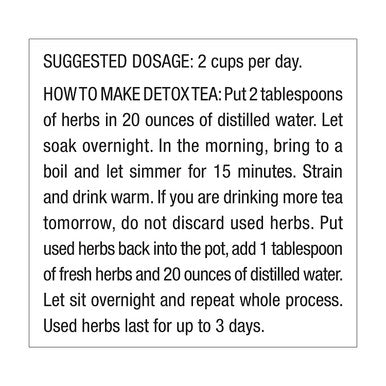 Dr. Schulzes Detox Tea All Purpose Herbal Tonic Powerful Digestive Stimulant Dietary Supplement Ultimate Liver Cleanse Helps Eliminate Gas Indigestion Release Toxins 6 Oz. Pack