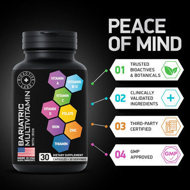 Bariatric Multivitamin With Iron For Women & Men - Post Gastric Bypass Vitamins And Gastric Sleeve Bariatric Iron Vitamin Multivitamins -Non-Gmo, Gluten--One A Day, 30 Bariatric Vitamins Capsules