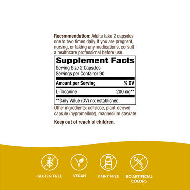 Nature'S Way L-Theanine, Stress Support*, Promotes Relaxation*, 200 Mg Potency, 180 Vegetarian Capsules