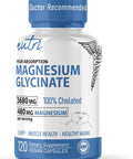 Natures Fusions Nutri Pure Magnesium Glycinate 3680mg (Provides 480mg Elemental Magnesium) Chelated for High Absorption NonBuffered for Maximum Potency 120 Capsules