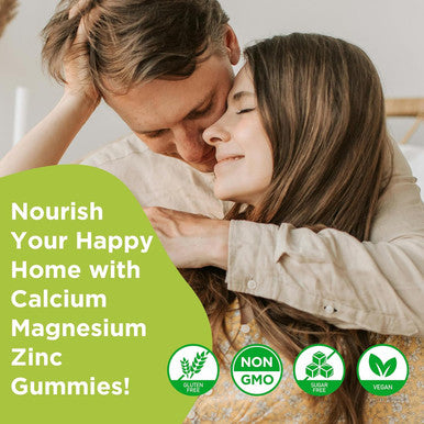 Calcium Magnesium Zinc Supplement With Vitamin D3, Sugar Calcium Gummies For Women Men, High Potency Magnesium Gummies For Bone & Muscle & Immune Health, Mixed Flavors - 60 Count