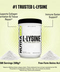 Nutrabio L-Lysine Powder 500G Essential Amino Acid For Protein Metabolism Collagen Support & Immune Health Pure Unflavored Non-Gmo Vegan 500 Servings