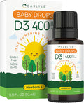 Carlyle Vitamin D3 Baby Drops | 400 IU | .31oz (9.2 mL) | 1 Year Supply (365 Servings) | Vegetarian, Non-GMO, and Gluten Free Drops for Infants and Newborns