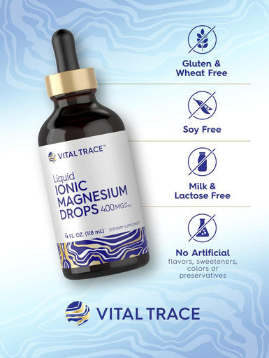 Carlyle Liquid Ionic Magnesium 400 mg | 4 oz | Vegetarian Non-GMO & Gluten Supplement | Vital Trace