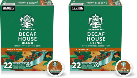 Starbucks K-Cup Coffee Pods, Medium Roast Hot or Iced Coffee, Decaf House Blend, 60 Keurig Pods
