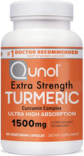 Turmeric Curcumin Capsules Qunol 1500mg Extra Strength Supplement Patented HydroSoluble Technology Alternative to Turmeric Curcumin with Black Pepper 90 Veggie Capsules