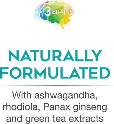 3 Brains by Natural Factors Serene Mind Adaptogenic Blend to Help Naturally Relieve Stress Mental Fatigue Daily Dietary Supplement Vegetarian 120 Capsules 60 Servings