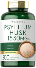 Carlyle Psyllium Husk Capsules 1530Mg | 200 Count | High Potency Fiber Supplement | Non-Gmo, Gluten Free
