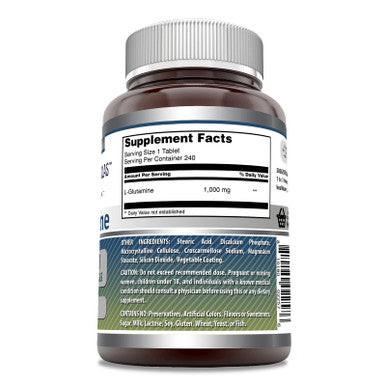 Amazing Formulas L-Glutamine Supplement | 1000 Mg | 240 Tablets | Non-Gmo | Gluten Free | Made In Usa