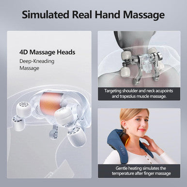Restcloud Neck And Shoulder Massager With Heat, Shiatsu Neck And Upper Back Massager With Heat, Protable Cordless Kneading Neck Massager For Pain Relief Deep Tissue