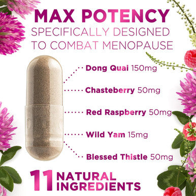 Nature'S Nutrition Menopause Supplements for Women - Menopause Relief with Natural Ingredients for Mild Hot Flashes Night Sweats & Natural Balance Support Non-GMO & Gluten Menopause Vitamins - 60 Capsules