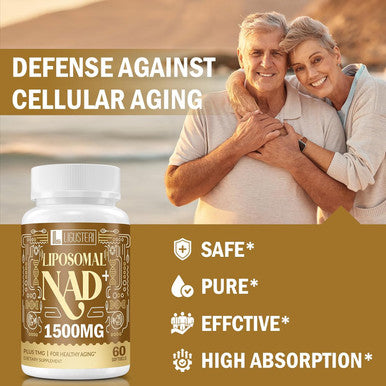 Nad Supplement 1500Mg, Liposomal Nad+ Supplement With Tmg, 98%+ Absorption, Pure Nad Plus, Non-Gmo Aging Defense, Cellular Energy, Heart & Brain Function, Longevity, 120 Softgels