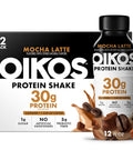 Oikos Protein Shake, Salted Caramel, 30g High Protein Drinks, Shelf Stable, Ready to Drink, 5g Prebiotic Fiber, 12 fl oz Bottle, 12 Count