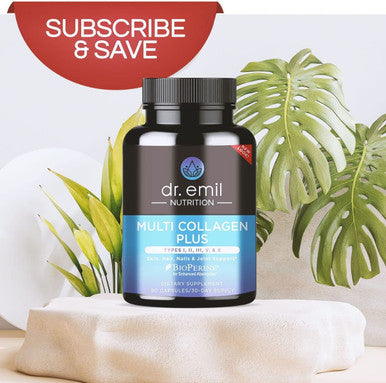 Dr. Emil Nutrition Multi Collagen Plus Pills Collagen Supplements to Support Hair Skin Nails Joints Gut Health Hydrolyzed Collagen Supplement with Type I II III V X Collagen Peptides.