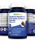 NusaPure French Maritime Pine Bark Extract 400mg per Veggie Caps 200-Day Supply with Bioperine (Non-GMO & )