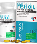 Bronson Omega 3 Fish Oil Triple Strength 2720 mg, High EPA 1250 mg 488 mg, Non-GMO Heavy Metal Tested, 180 Softgels