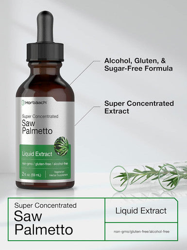 HorbAach Saw Palmetto Liquid Extract 2 Fl Oz Alcohol Vegetarian, Non-Gmo, Gluten Herb Supplement