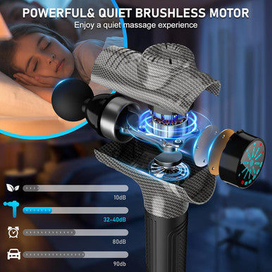 Raemao Massage Gun, Massage Gun Deep Tissue, Back Massage Gun For Athletes For Pain Relief Attaching 8 Pcs Replacement Heads, Percussion Massager With 10 Speeds & Led Screen, Carbon