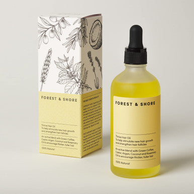 Forest & Shore Hair Growth Oil 100% Natural Hair Oil with Caffeine Biotin Castor Oil Argan Oil Coconut Oil and Rosemary Oil Effective Thickening Mask & Hair Loss Treatment