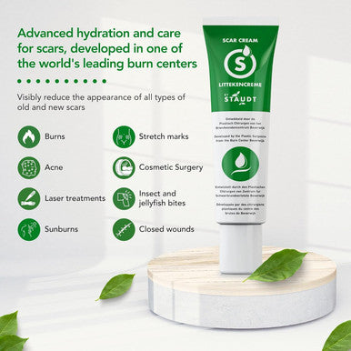 Staudt Premium Scar Cream - Advanced Formula With Vitamin E, Honey, Hyaluronic Acid & Silicone - Intensive Healing Of Old & Scars, Surgical, Rashes, Acne, Burns, C-Section, Stretch Marks, Eczema