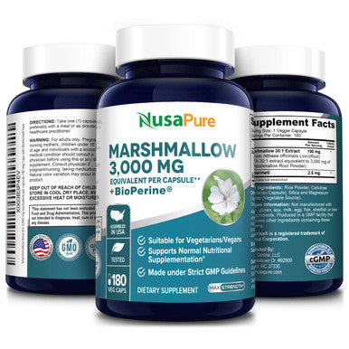 Marshmallow Root Ext 3,000 mg 180 Veggie caps (Equivalent to 30:1 Ext ) with Bioperine