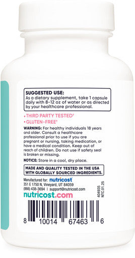 Nutricost Folic Acid for Women (Vitamin B9) 1200 mcg 120 Capsules