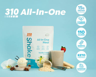 310 Nutrition AllInOne Meal Replacement Shake with Shaker Cup Vanilla Creme 14 Servings