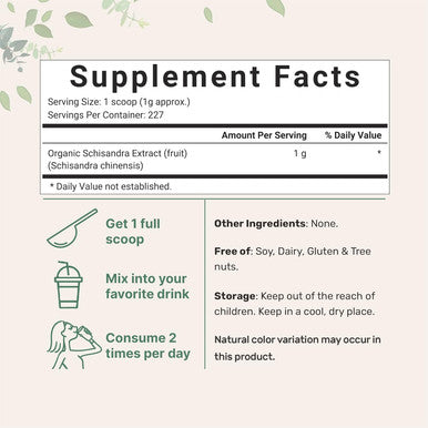 Micro Ingredients Organic Schisandra Extract Powder 8 Ounce Traditional Adaptogen and Filler Pure Schisandra Supplement Supports Liver Detox and Cognitive Health No GMOs