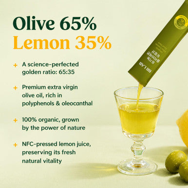 BB LAB Organic Olive Lemon Dual Shot Cold Pressed Extra Virgin Picual Olive Oil with NFC Lemon Juice 20g*10 Sticks