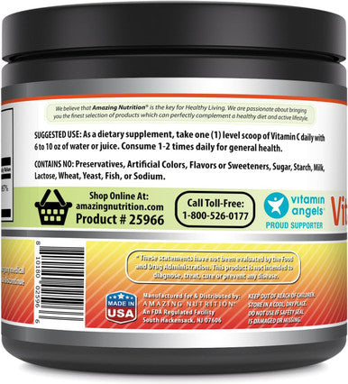 Amazing Nutrition Formulas Vitamin C Supplement (Non-GMO Vegan) - Promotes Immune Function - Supports Healthy Aging - Supports Overall Health & Well-Being (Powder 1 Lb)