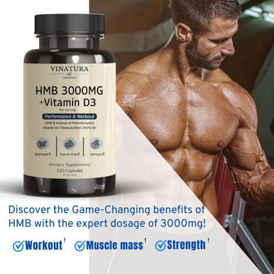 Hmb 3000Mg And Vitamin D3 Supplement Capsules Per Serving Usa Made & Tested Promotes Muscle Growth & Recovery - Hmb Supplement And Vitamin D3 (1600 Iu) - 120 Capsules 30 Servings