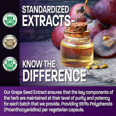 Bronson Grape Seed Extract 400 Mg - Antioxidant & Immune Support - Standardized Extract With 95% Proanthocyanidins- Non Gmo, 180 Vegetarian Capsules