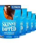 SkinnyDipped Dark Chocolate Cocoa Almonds, Healthy Snack, Plant Protein, Gluten Free, 3.5 oz Resealable Bags (Pack of 5)