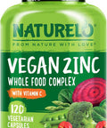 Naturelo Vegan Zinc Whole Food Complex Supplement With Vitamin C For Immune Support And Healthy Skin, Hair, And Nails - 120 Capsules