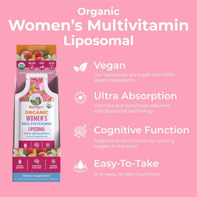 Maryruth Organics USDA Organic Multivitamin for Women Sugar Womens Multivitamin Liquid Vitamins for Women Immune Support Supplement Ashwagandha Methylfolate Vegan Non-GMO 14 Servings