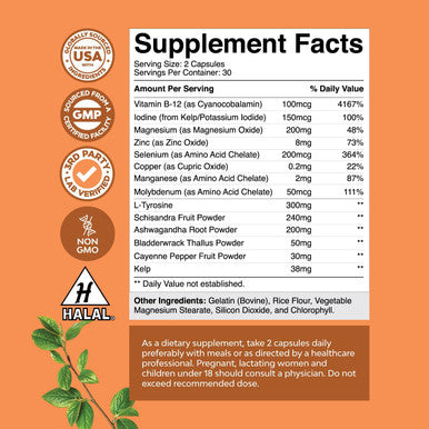 Natures Craft Pure Thyroid Support Supplement for Women - Thyroid Support for Weight Loss Mood Support and Natural Energy Pills - Wellness Thyroid Supplement for Women with Daily Vitamins for Women