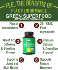 Organic Super Greens 150 Capsules - Green Juice Superfood Supplement With 25 All Natural Organic Ingredients. Max Energy And Deto